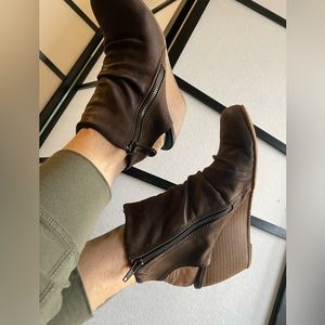 Blowfish Brown “Suede” Wedge Booties 7.5